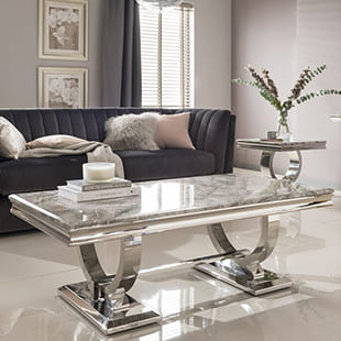 Masuta de cafea Arete, marmura/ otel, 44,5 x 130 x 70 cm